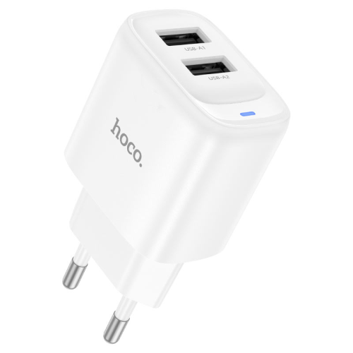 Набір СЗУ 110-240V HOCO C141A + кабель Type-C, 2xUSB, PD20W, 1м кабель, White, Box