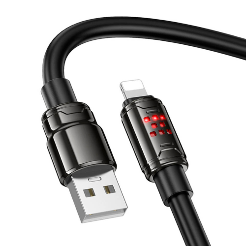 Кабель Hoco U143, Lightning-USB, 2,4 A, довжина 1,2 м, Black, BOX