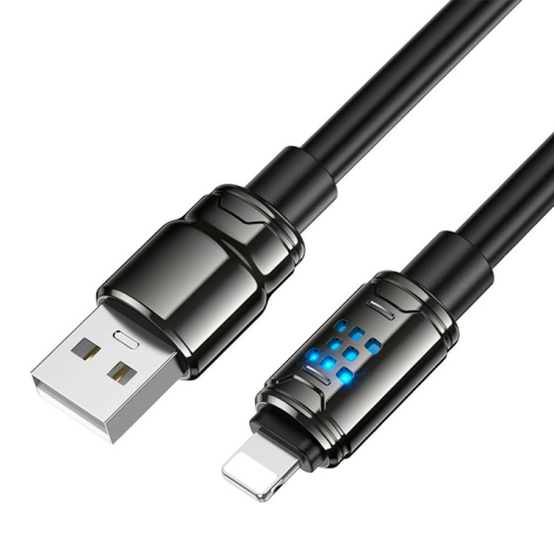 Кабель Hoco U143, Lightning-USB, 2,4 A, довжина 1,2 м, Black, BOX