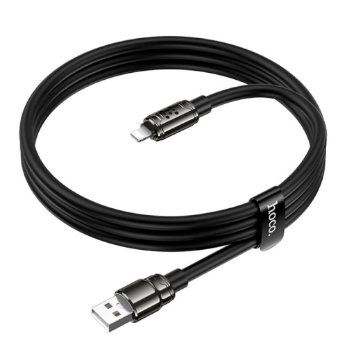 Кабель Hoco U143, Lightning-USB, 2,4 A, довжина 1,2 м, Black, BOX