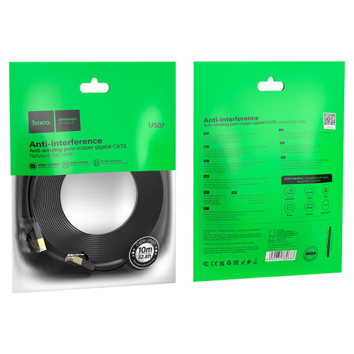 Патч-корд литий HOCO US07, FTP, RJ45, Cat.6, 10m, чорний