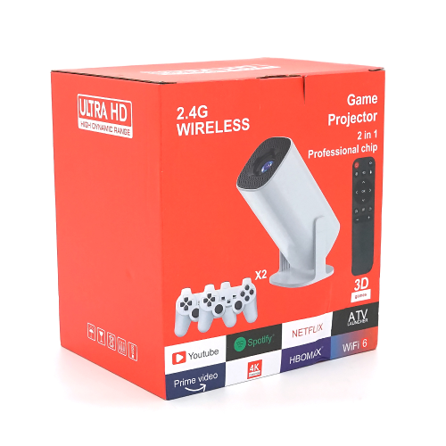 Смарт проектор P30 Max+Game, Android 13, 720p, 200 ANSI, Wi-Fi 2.4+5G, White, Box
