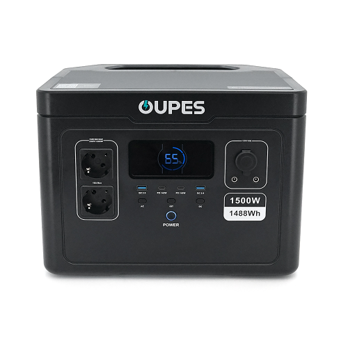Портативний джерело живлення OUPES S015, LiFePO4, потужність 1500Вт, пікова 3600Вт, 1488Wh, 2*USB-A:18W, 2*USB-C:140W, DC12V / 10A,359*271*278 мм,13.9 кг