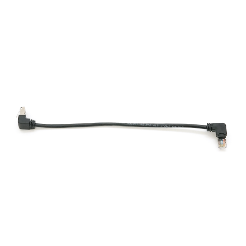 Патч-корд литий FTP, RJ45(кутовий / кутовий), екранований, FTP5e 0.29m, patch D=4.9mm AWG26 2x90&amp;deg; CU, DC 2-12 V, чорний, Q200