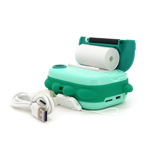 Дитячий фотоапарат M05 з функцією миттєвого термодруку Зелений Динозавр, 2 камери, IPS екран 2,4-дюйма, Type-C, Green, BOX