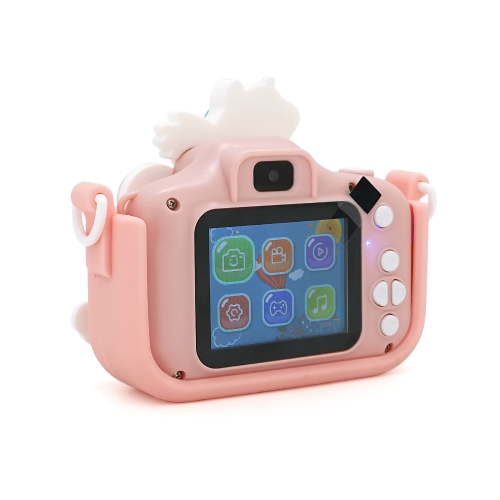 Дитячий фотоапарат X2A Рожевий Єдиноріг в ударостійкому чохлі, екран IPS 2-дюйми, Type-C, Pink, BOX