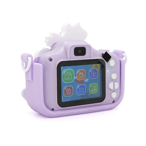 Дитячий фотоапарат X2A Фіолетовий Єдиноріг в ударостійкому чохлі, екран IPS 2-дюйми, Type-C, Purple, BOX