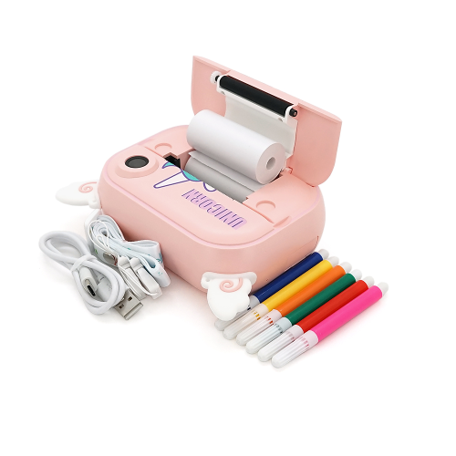 Дитячий фотоапарат YT008 з функцією миттєвого друку, підтримка microSD card, Рожевий Єдиноріг, Box