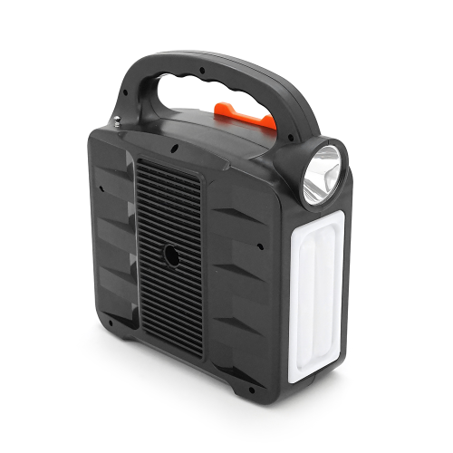 Переносний ліхтар EP-396 + Solar, Функції: PowerBank, FM радіо, USB / TF, Bluetooth, АКБ 6V / 4A, 3 виносні лампочки 3W, 185х82х209мм, Black, Box