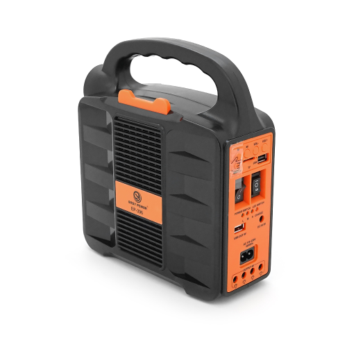 Переносний ліхтар EP-396 + Solar, Функції: PowerBank, FM радіо, USB / TF, Bluetooth, АКБ 6V / 4A, 3 виносні лампочки 3W, 185х82х209мм, Black, Box