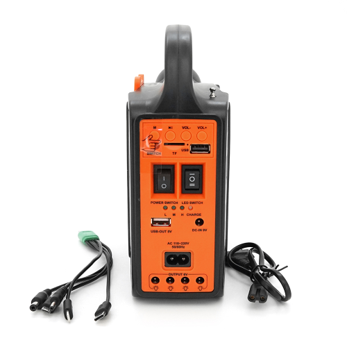 Переносний ліхтар EP-396 + Solar, Функції: PowerBank, FM радіо, USB / TF, Bluetooth, АКБ 6V / 4A, 3 виносні лампочки 3W, 185х82х209мм, Black, Box