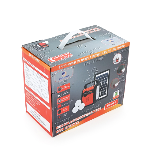 Переносний ліхтар EP-371 + Solar, Функції: PowerBank, FM радіо, USB / TF, Bluetooth, АКБ 6V / 4A, 3 виносні лампочки 3W, 145х110х195мм, Box