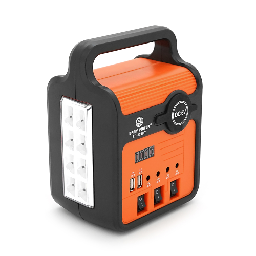Переносний ліхтар EP-371 + Solar, Функції: PowerBank, FM радіо, USB / TF, Bluetooth, АКБ 6V / 4A, 3 виносні лампочки 3W, 145х110х195мм, Box