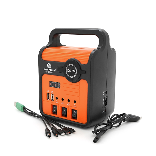Переносний ліхтар EP-371 + Solar, Функції: PowerBank, FM радіо, USB / TF, Bluetooth, АКБ 6V / 4A, 3 виносні лампочки 3W, 145х110х195мм, Box
