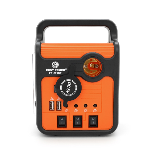 Переносний ліхтар EP-371 + Solar, Функції: PowerBank, FM радіо, USB / TF, Bluetooth, АКБ 6V / 4A, 3 виносні лампочки 3W, 145х110х195мм, Box