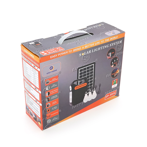 Переносний ліхтар EP-391 + Solar, Функції: PowerBank, АКБ 6V / 3000mAh, 3 виносні лампочки 3W, 140х60х185мм, Box