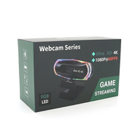 Вебкамера з гарнітурою 8821, 1080P 60fps / 2K 30fps з RGB LED підсвічуванням, пласт. корпус, Black, BOX