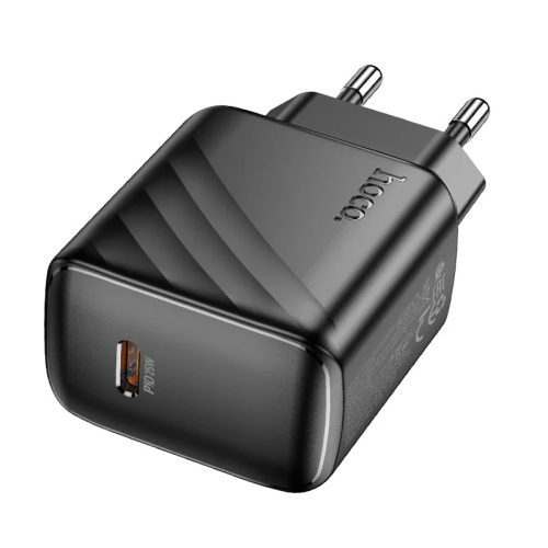 СЗУ 110-240V HOCO CS24A USB-C+USB, 25W, Black, Box