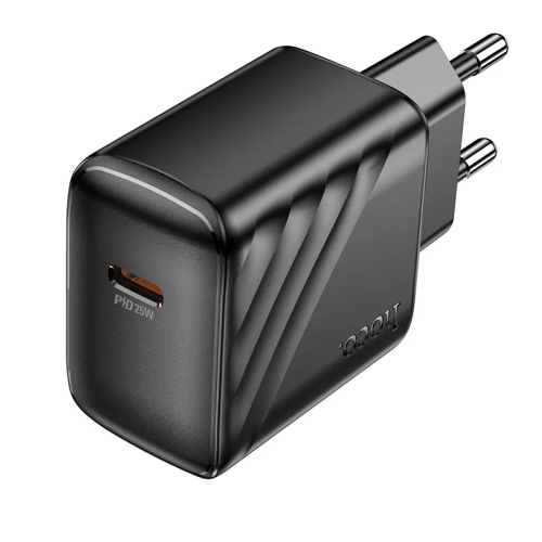 СЗУ 110-240V HOCO CS24A USB-C+USB, 25W, Black, Box