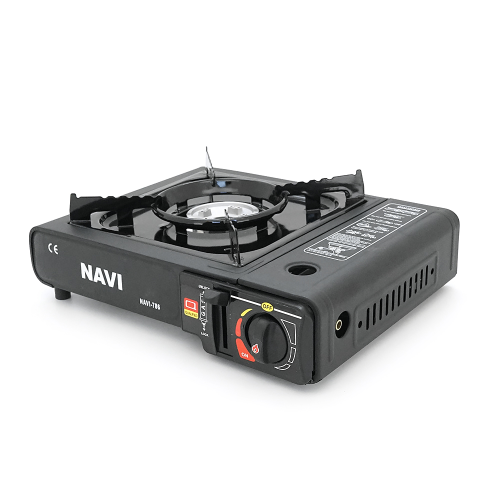 Портативна газова плита NAVI, під газові балони бутан та пропан-бутан, Black, Box