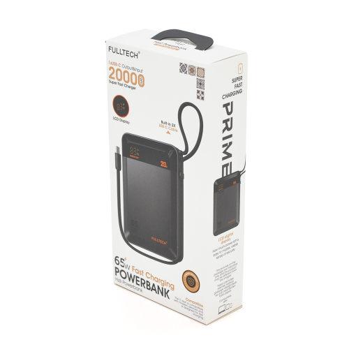 PowerBank FULLTECH PRIME FP42 20000mAh, PD65W+22.5W, Input: (Type-C), Output: (USB, 2*Type-C), індикація заряду, 0,440kg, Black, Box