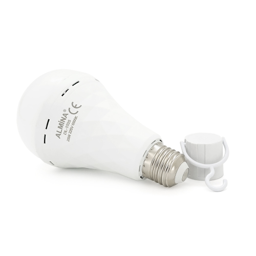 Лампочка з акумуляторами ALMINA DL-1025, 220-240V, до 2 годин роботи, 4 години зарядки, 25W(250W), E27, 2700Лм, 6500K, Box