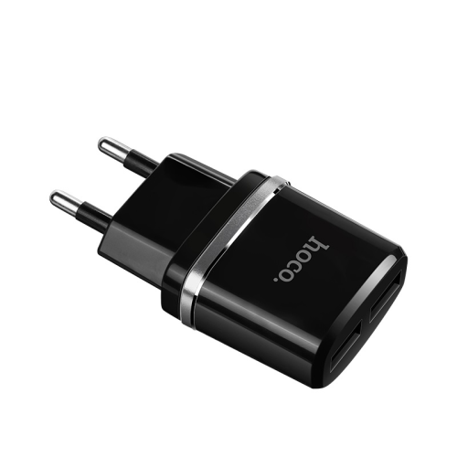 Набір СЗУ HOCO C12 Smart + кабель Lighting, 2xUSB, 2.4A, кабель 1м, Black, Blister