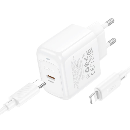 Набір СЗУ HOCO CS53A+ кабель Туре-С / Lighting, 1xUSB-C, PD25W, White, Box