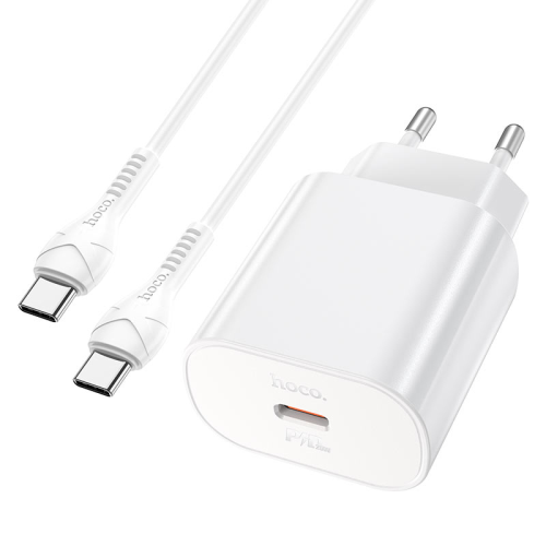 Набір СЗУ HOCO N22+кабель Type-C / Type-C, 1xUSB-C, PD25W, White, Box