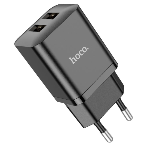 Набір СЗУ HOCO N25 + кабель Lighting, 2xUSB, 2.1A, кабель 1м, Black, Blister