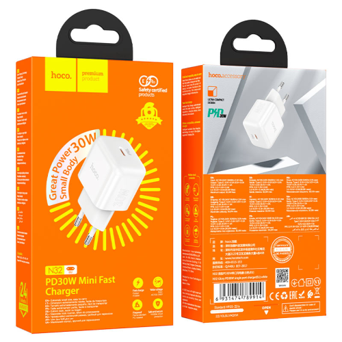 СЗУ HOCO N32, 1xUSB-C, PD30W, White, Box