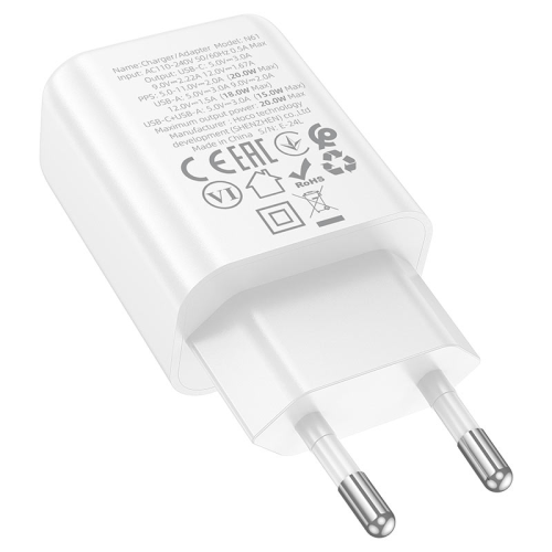Набір СЗУ HOCO N61 + Type-C / Type-C кабель, 1xUSB+1xUSB-C, PD20W+QC3.0, кабель 1м, White, Box
