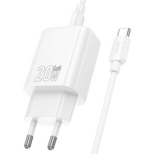Набір СЗУ HOCO N61 + Type-C / Type-C кабель, 1xUSB+1xUSB-C, PD20W+QC3.0, кабель 1м, White, Box