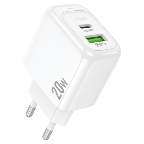 Набір СЗУ HOCO CS54A+ кабель Type-C / Type-C, 1xUSB+1xUSB-C, PD20W+QC3.0, кабель 1м, White, Box