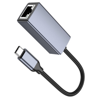 Контролер HOCO UA37 Type-C to Ethernet - Мережевий адаптер 10 / 100 / 1000Mbps з дротом, Black, Blister Q100