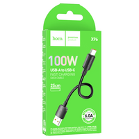 Кабель Hoco X96, USB-Type-C, 100W, Black, довжина 0.25м, BOX