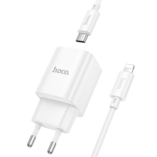 Набір СЗУ HOCO C149A + Type-C / Lighting кабель, 1xUSB+1xUSB-C, PD30W+QC3.0, кабель 1м, White, Box