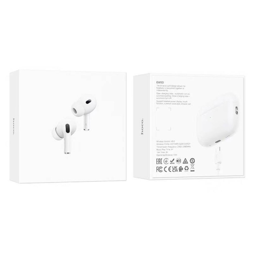 Навушники Bluetooth HOCO EW93, TWS Bluetooth 5.1, з мікрофоном, вакуумні, White, Кейс