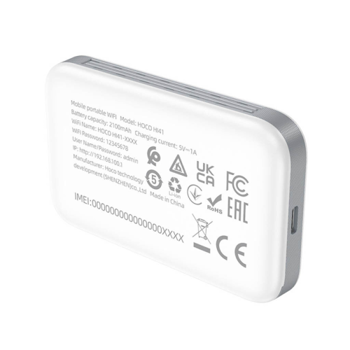 4G модем HOCO HI41(LTE), 900-2600МГЦ, 50-150Mb / s, USB, акумулятор 2100mAh, White, BOX