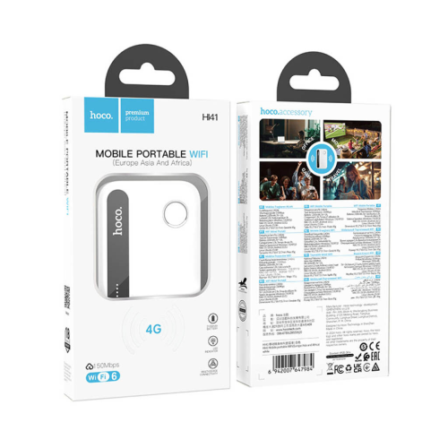 4G модем HOCO HI41(LTE), 900-2600МГЦ, 50-150Mb / s, USB, акумулятор 2100mAh, White, BOX