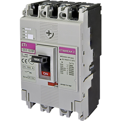 Автоматический выключатель ETI EB2S 160/3SF 160A 3p (25 kA) (4671837)
