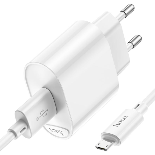 Набір СЗУ 110-240V HOCO C109A 1xUSB+ кабель Micro, 3.0A, кабель 1м, White, Blister