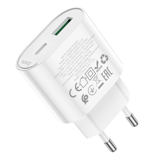 СЗУ 110-240V HOCO C109A 1xUSB-C, PD20W, White, Blister