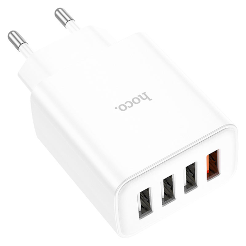 СЗУ 110-240V HOCO C102A 4xUSB, QC3.0, White, Blister