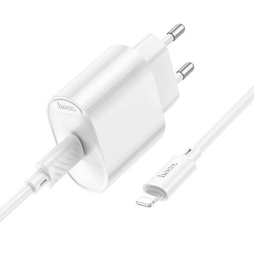 Набір СЗУ 110-240V HOCO C109A 1xUSB-C+ кабель Lighting, PD20W, кабель 1м, White, Blister