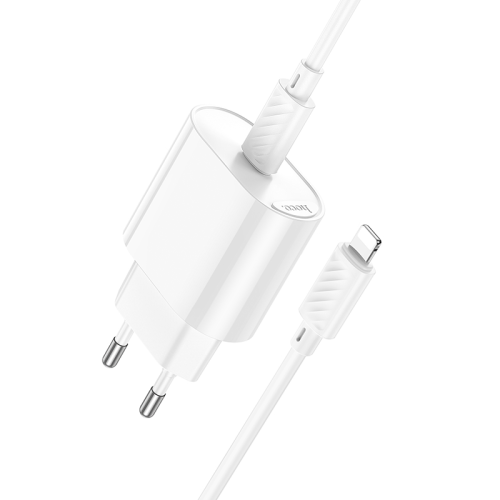 Набір СЗУ 110-240V HOCO C109A 1xUSB-C+ кабель Lighting, PD20W, кабель 1м, White, Blister