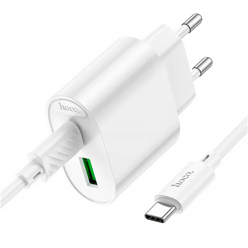 Набір СЗУ HOCO C109A + кабель Type-C / Type-C, 1xUSB+1xUSB-C, PD20W+QC3.0, кабель 1м, White, Box