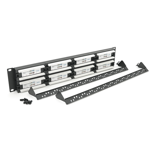 Патч-панель 48 порту UTP DUAL кат 6Е 19&amp;quot; 2U не екранована чорна Q20