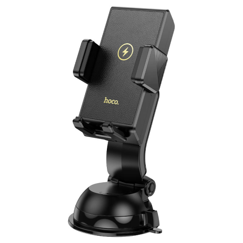 Автотримач HOCO HW22+ Wireless Charging 15W, кріплення на торпеду, затискач 50-90мм, Black, Box