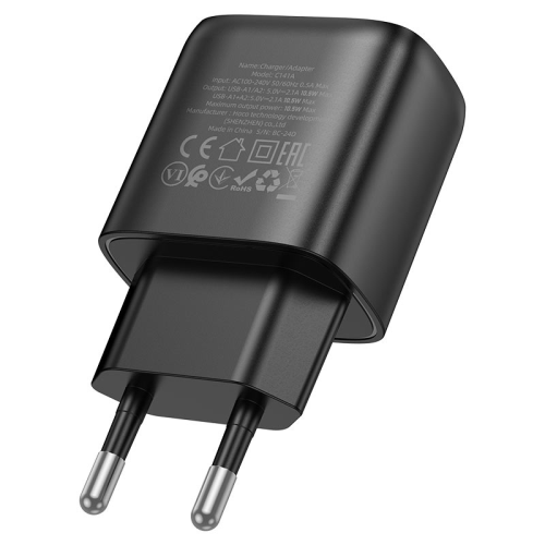 СЗУ 110-240V HOCO C141A 2xUSB, 10.5W, Black, Box